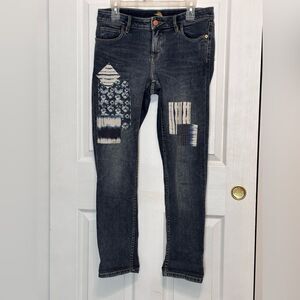 Tommy Bahama Women’s Blue Patchwork Denim Jeans Size 28 x 29 Slim Boyfriend